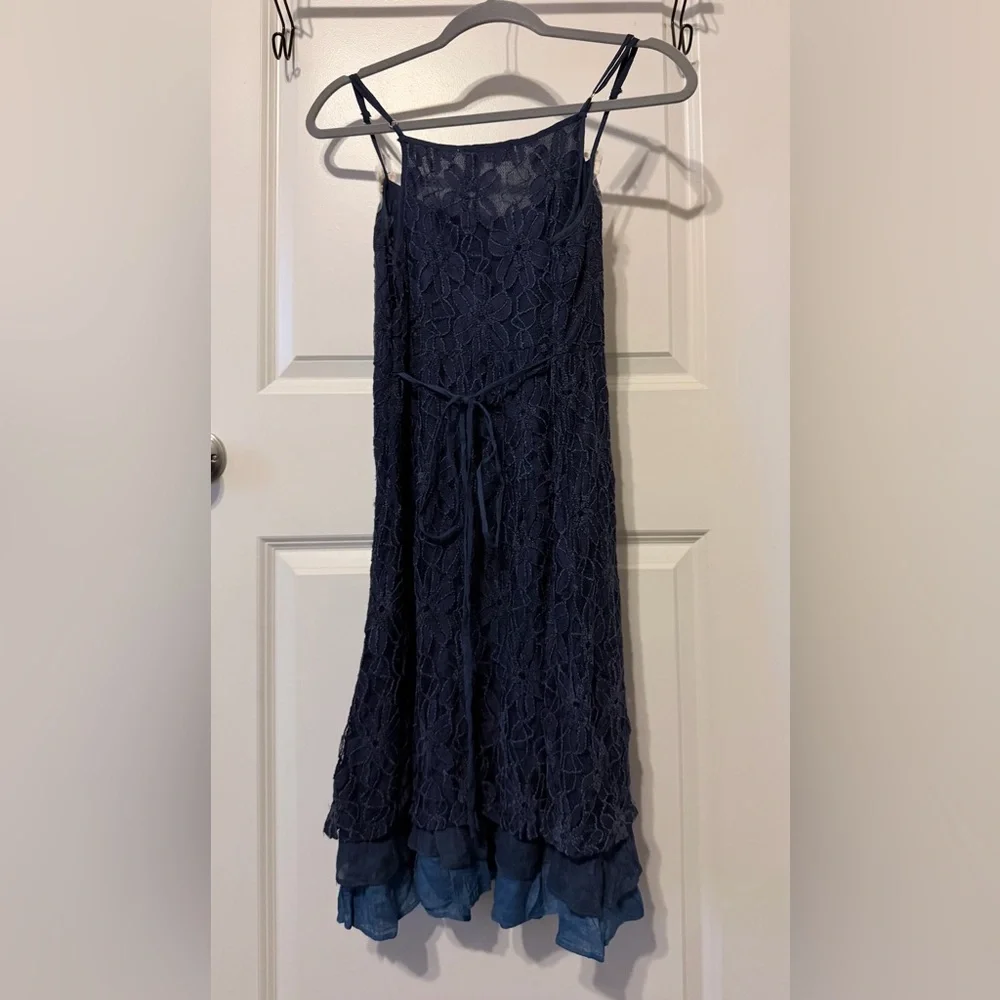 Altar'd State Navy Blue Lace Midi Dress - Picture 6 of 8